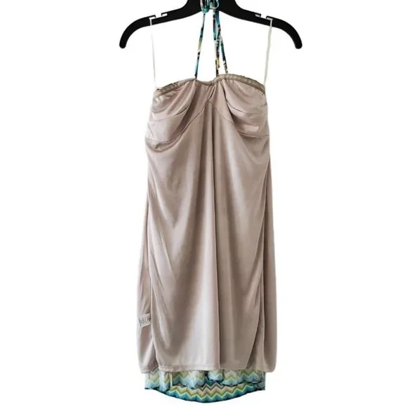 Trina Turk Ruched Sweetheart Halter Midi Dress | EUC | 6 | Blue Tan Multicolor - Picture 5 of 15